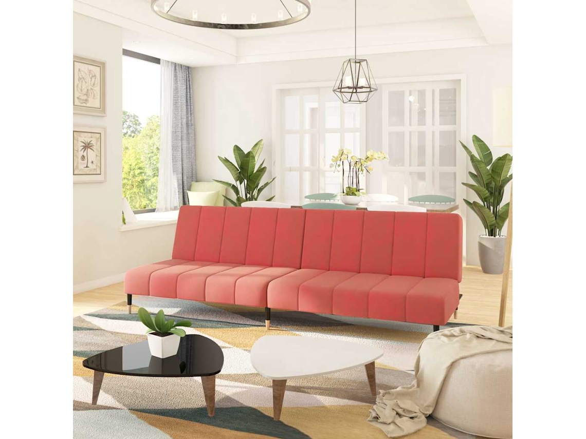 Vidaxl Sofá-cama De 2 Lugares Veludo Rosa