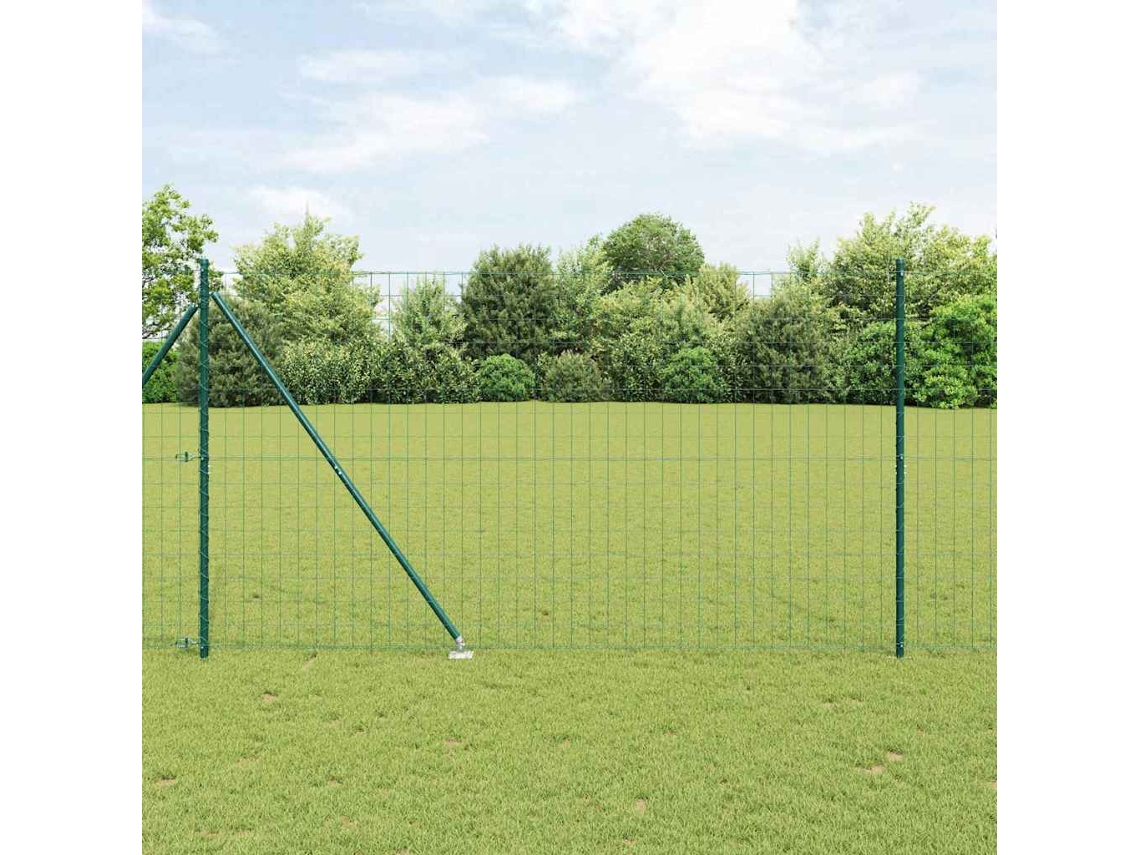 Vidaxl Cerca Europeia Com Pontas 10 X 1,6 M Aço Revestido De Pvc Verde