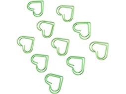 100-clips De Papel Portáteis, Clips De Papel Em Formato Coração Com Revestimento Metálico, Verde, Caixa De Armazenamento