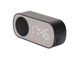 Rádio despertador com coluna BT5.0, relógio digital espelho LED, dois alarmes | S/MARCA