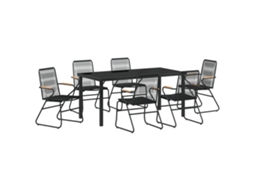Conjunto 7 De Jantar De Vidaxl Preto Rattan Pvc
