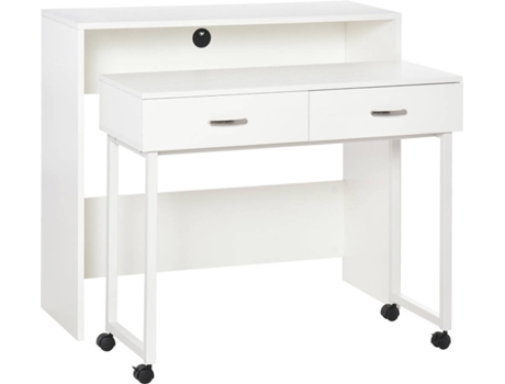 Conjunto de 2 Secretarias HOMCOM 920-021V01WT Branco (100 x 36 x 88  - MDF)