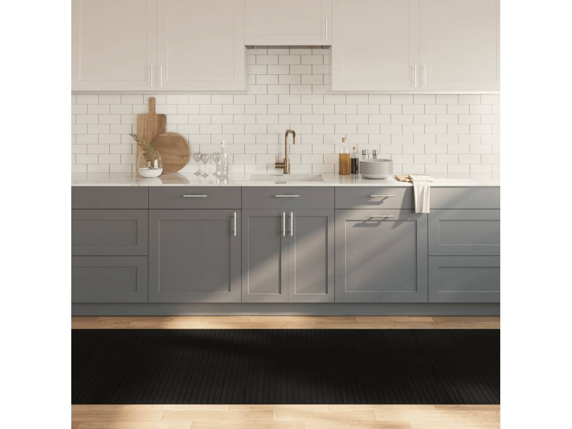 Vidaxl Tapete Retangular 100x400 Cm Bambu Preto