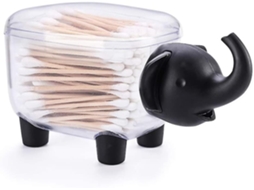 Porta Palitos E Algodão Em Formato De Elefante Com Tampa Aquaforge (elefante Preto)