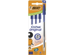Caneta Esferográfica BIC Cristal Original Azul Caixa de Papelão com 4
