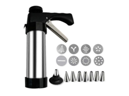Conjunto Prensa E Pistola Biscoitos Aço Inox Com Ferramentas Decoração