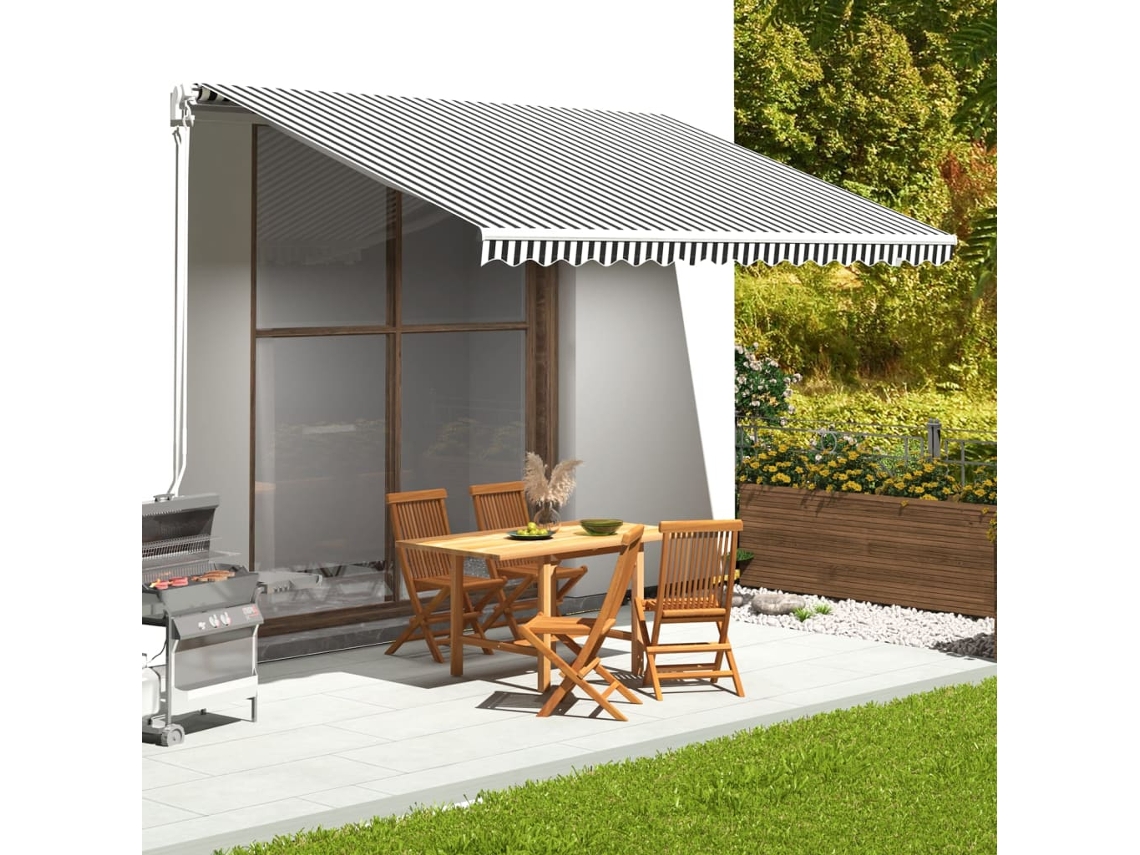 Vidaxl Tecido De Substituição Para Toldo Antracite E Branco 4,5x3 M Poliéster