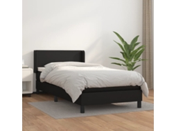 Vidaxl Cama Com Molas/colchão 100x200 Cm Couro Artificial Preto
