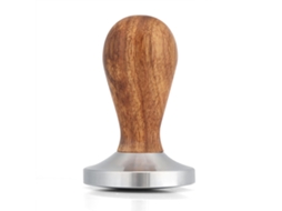 Compactador de café de madeira e aço inoxidável de 58 mm com base curva para grãos de café expresso