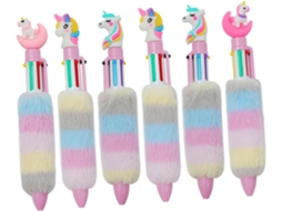 Conjunto De 6 Canetas Decorativas De Pelúcia Em Formato De Unicórnio