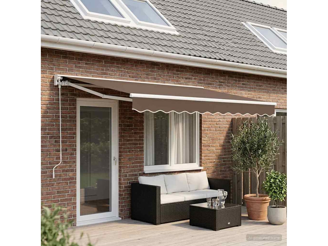 Vidaxl Toldo Retrátil Manual Cinzento-acastanhado 4,5 × 3 M