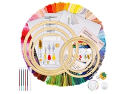 Lurelia Kit Bordado Ponto Cruz Iniciante Bambu 206 Peças 12 X 18 5 Bastidores Natural Com Bastidor