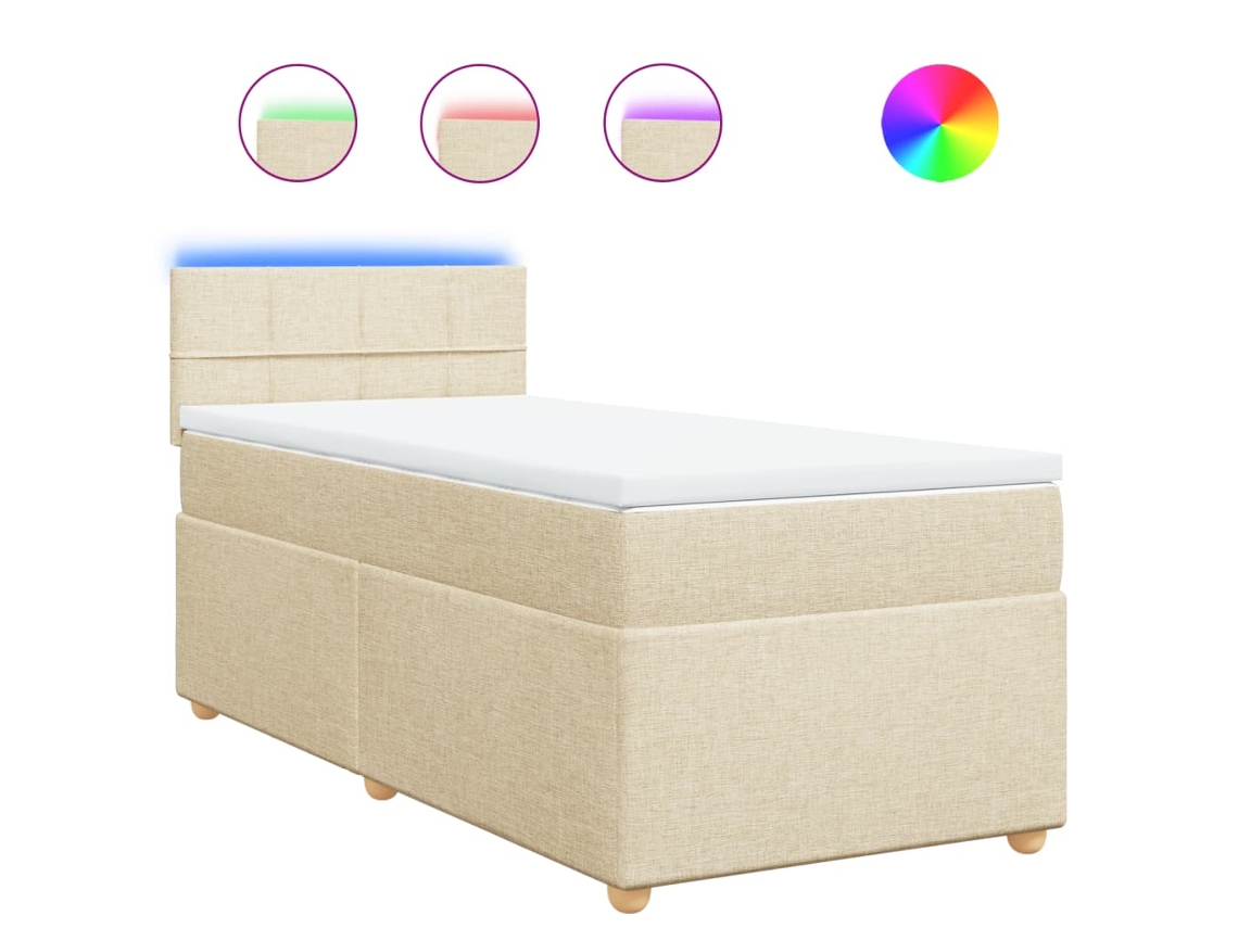Cama com Molas/colchão 90x190 Cm Tecido Cor Creme MAISON EXCLUSIVE