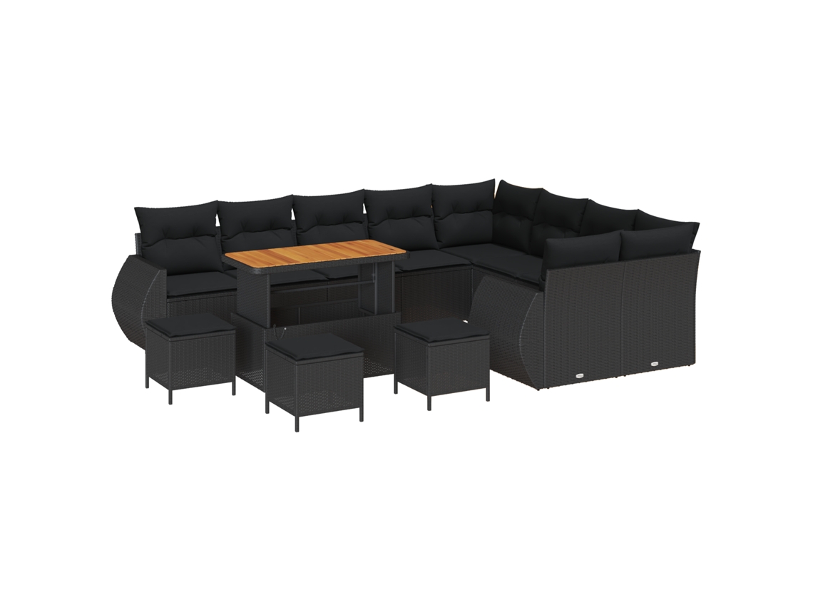 Conjunto 13 Conjunto De Sofá De Jardim Vidaxl Preto Vime Pe (298 X 234 X 85 Cm)