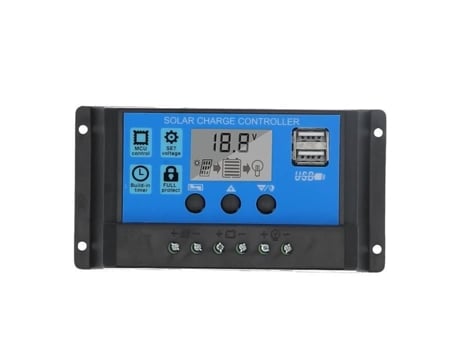 Controlador de carga solar MOS de 2 vias ROM 30A 12V 24V PWM Controlador de painel solar Regulador de bateria de 3 estágios FDIT