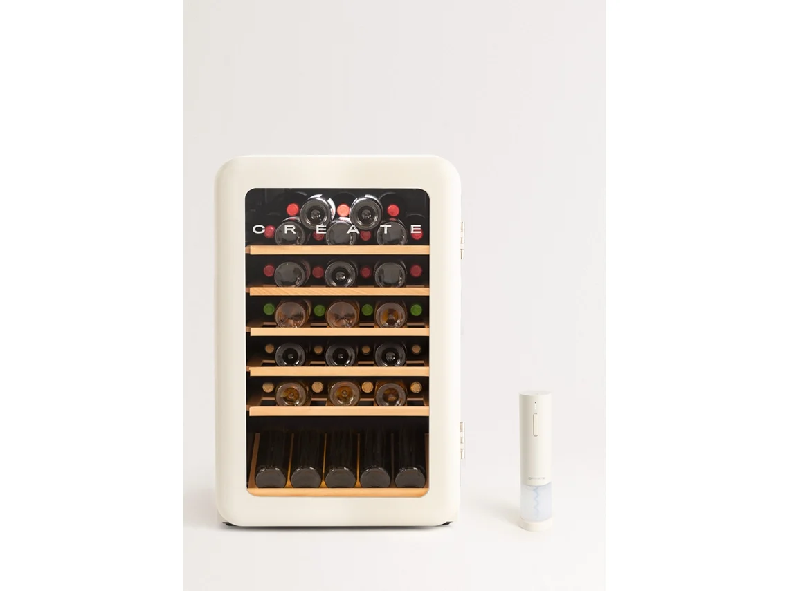 Create - Winecooler Retro - Refrigerador De Vinho Elétrico De Estilo Retro Para 12, 45 Ou 76 Garrafas