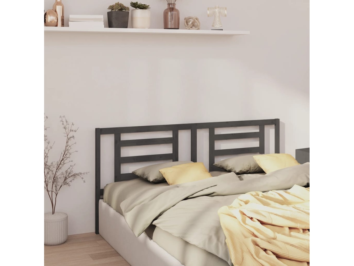 Vidaxl Cabeceira De Cama 206x4x100 Cm Pinho Maciço Cinzento