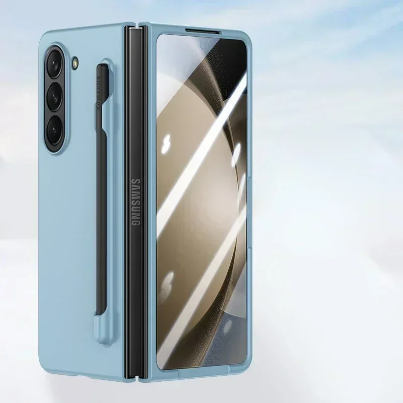 Capa Para Celular (azul Celeste, Galaxy Z Fold7) Com Compartimento Para S Pen E Protetor De Tela Integrado.