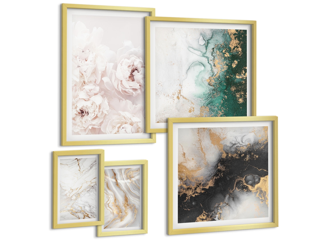 Conjunto De Pinturas Acentos Florais Abstração Elegância Espelharte (5 Peças)