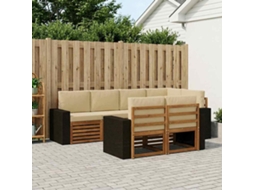 Vidaxl Conjunto De Sofá Sectional Com Almofada 7 Pcs Natural E Bege