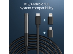 Endoscópio Wi fi Borescope 8mm 2mp Câmera Tipo C Impermeável com Led para Celular