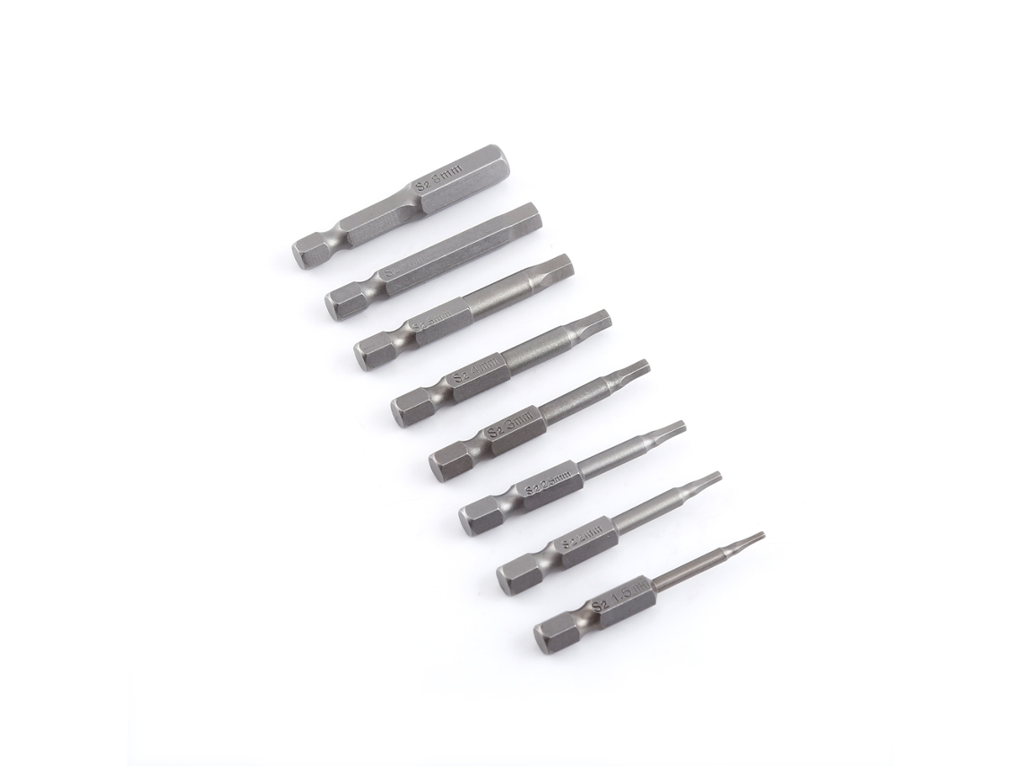 Conjunto De 8 Pontas De Chave De Fenda Magnéticas Laxiscreed Em S2 Com Pega Hexagonal De 50mm