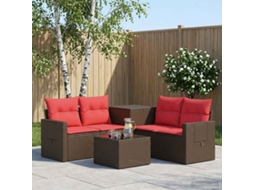 Vidaxl Conjunto De Sofás 6 Unid. Marrom E Vermelho
