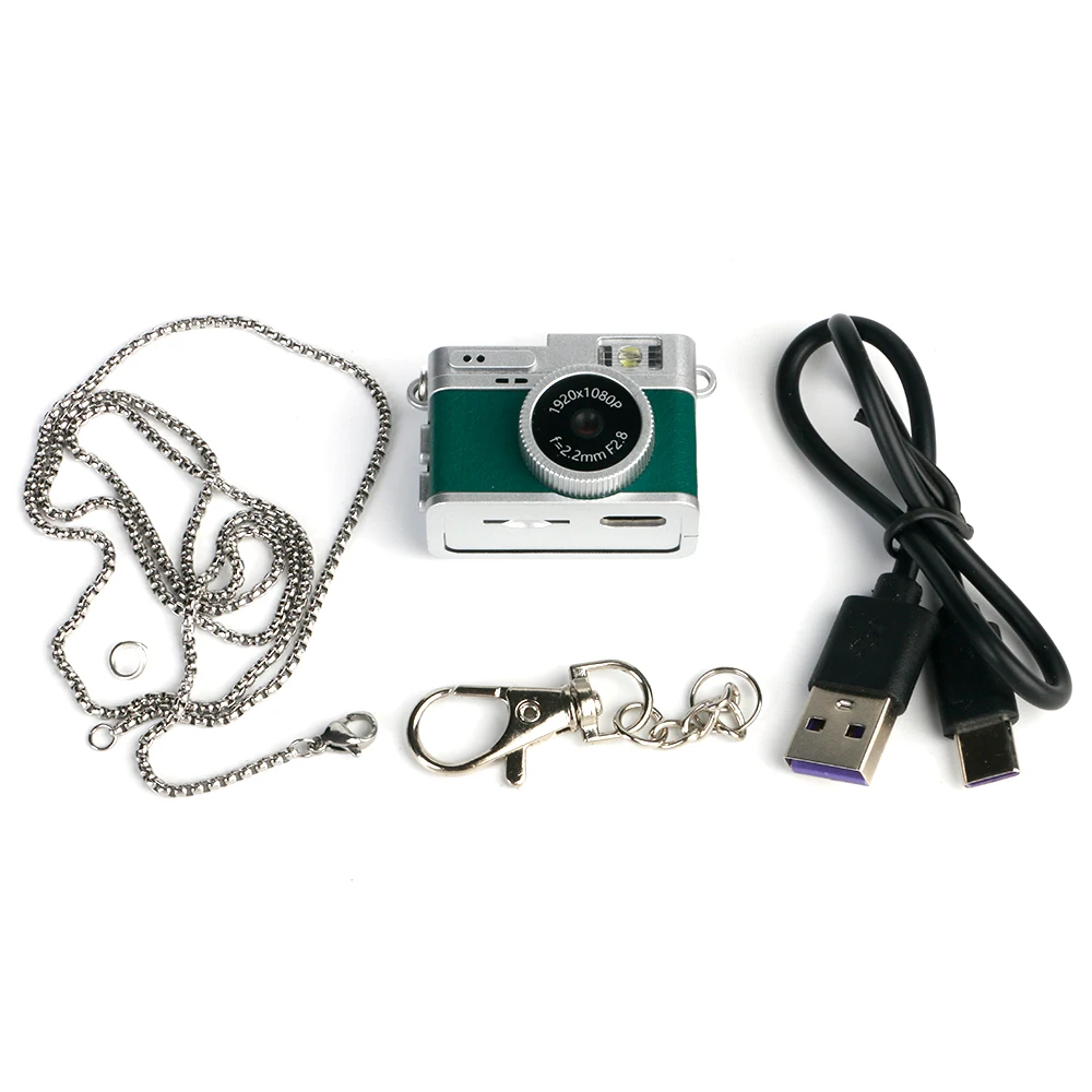Mini Câmera Retrô com Tela para Ambientes Internos, Domésticos e Externos 1080p Esportes e Portátil MDUG (verde 128g)