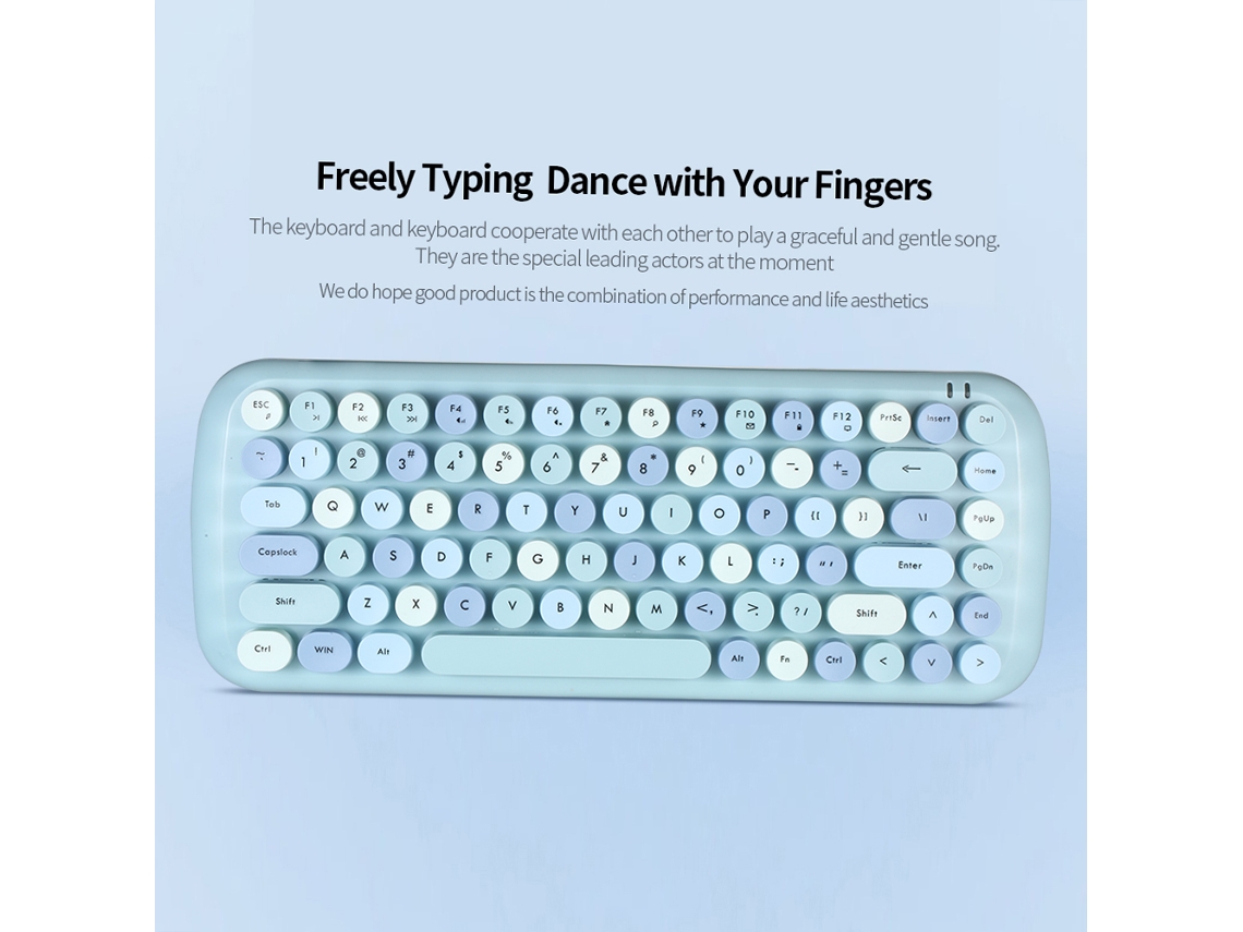 Mofii Candy 2.4g Teclado E Mouse Sem Fio Combo 84 Teclas Mini Cor Mista Verde