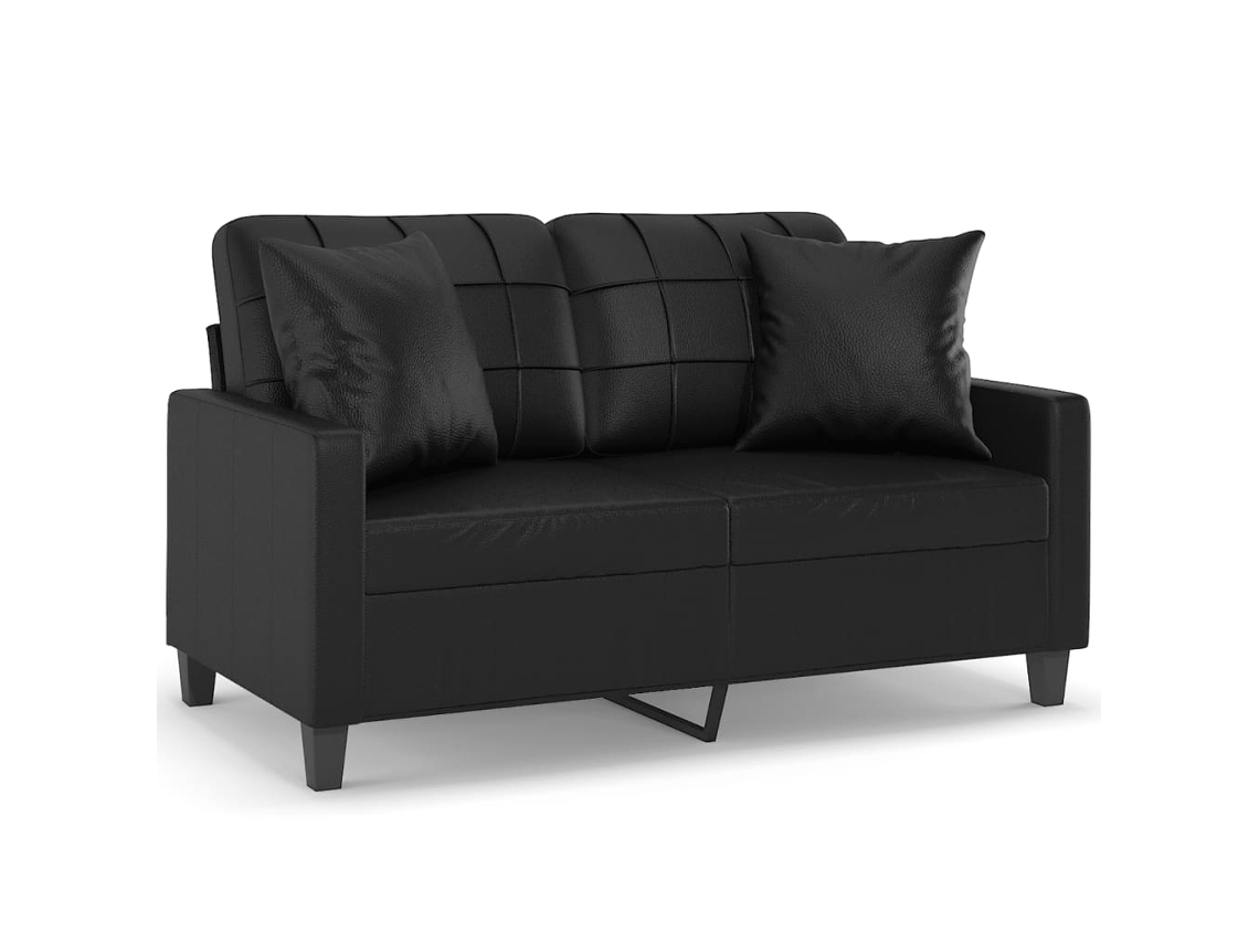 Maison Exclusive - Sofá 2 Lugares + Almofadas Decorativas 120cm Couro Artif. Preto