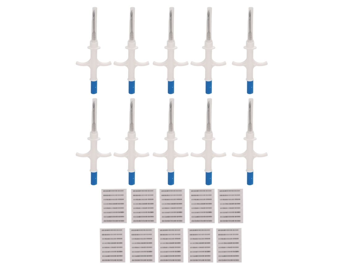 10 Pacotes Kit De Microchip Animal Rfid Implante Identificação Mascota Iso11784 11785 1.25x7mm