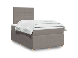 Vidaxl Cama Com Molas/colchão 120x200 Cm Tecido Castanho-acinzentado