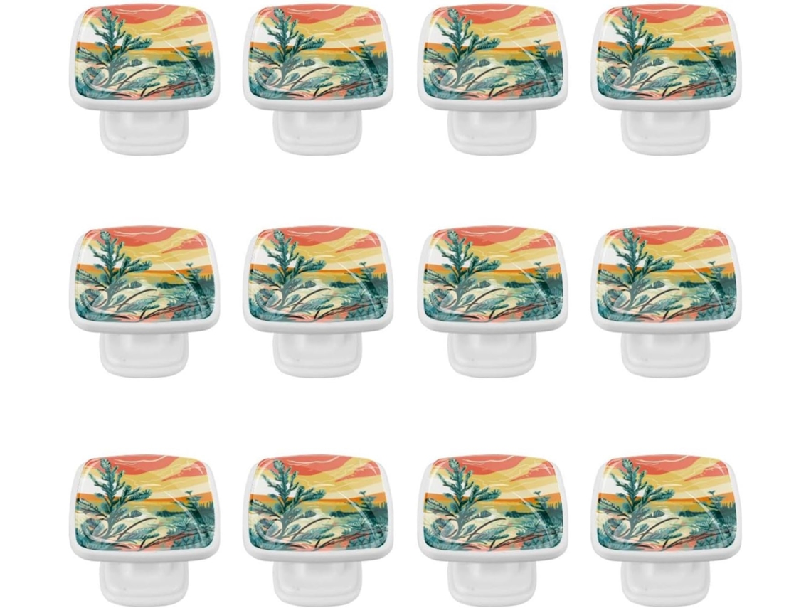 Puxadores Quadrados Para Armários De Cozinha, Puxadores Para Gavetas De Cômoda, 12 Peças, Árvore Abstrata, Grafite
