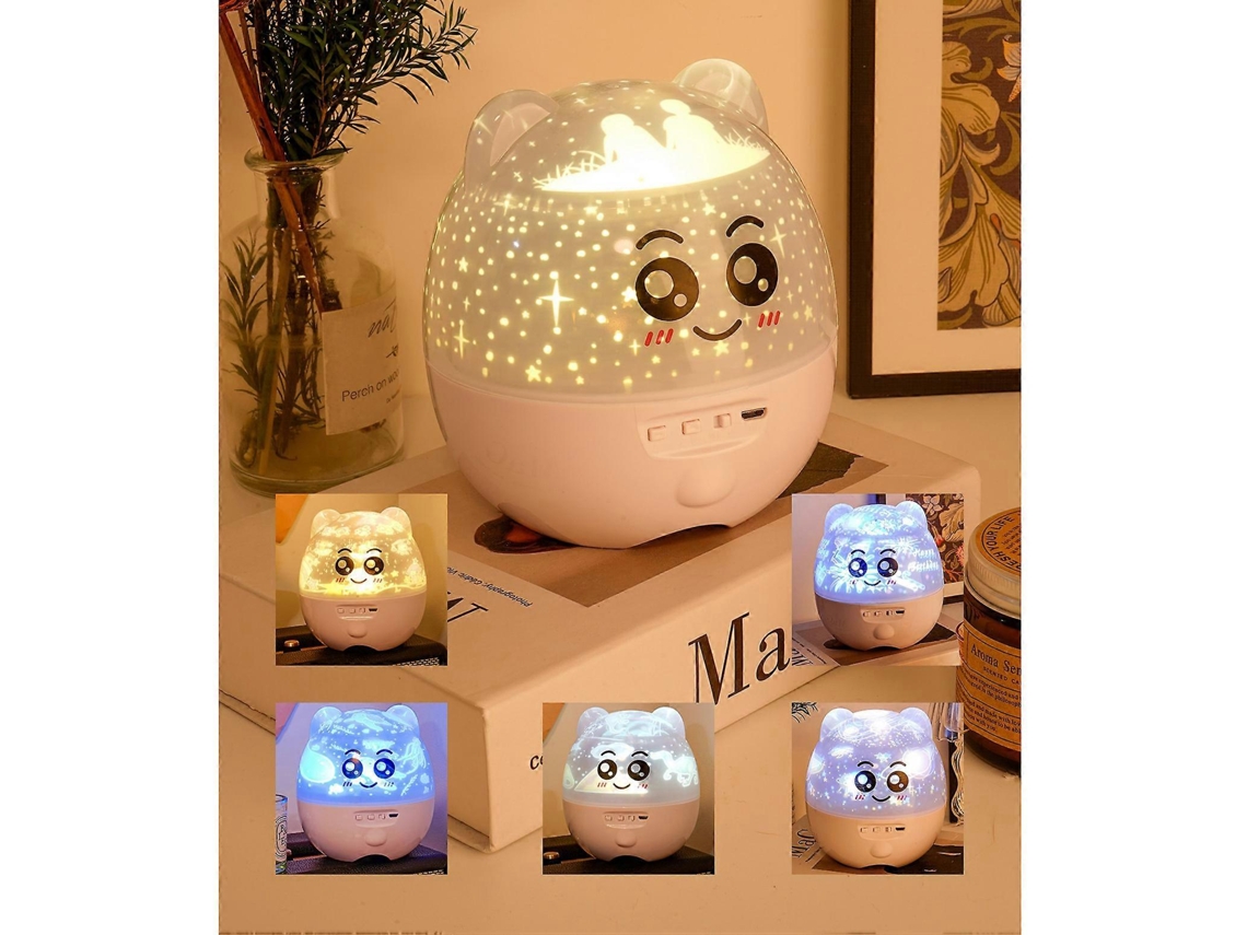 Cute Bear Rotating Starlight Projection Lamp Colorful Starlight Bedroom