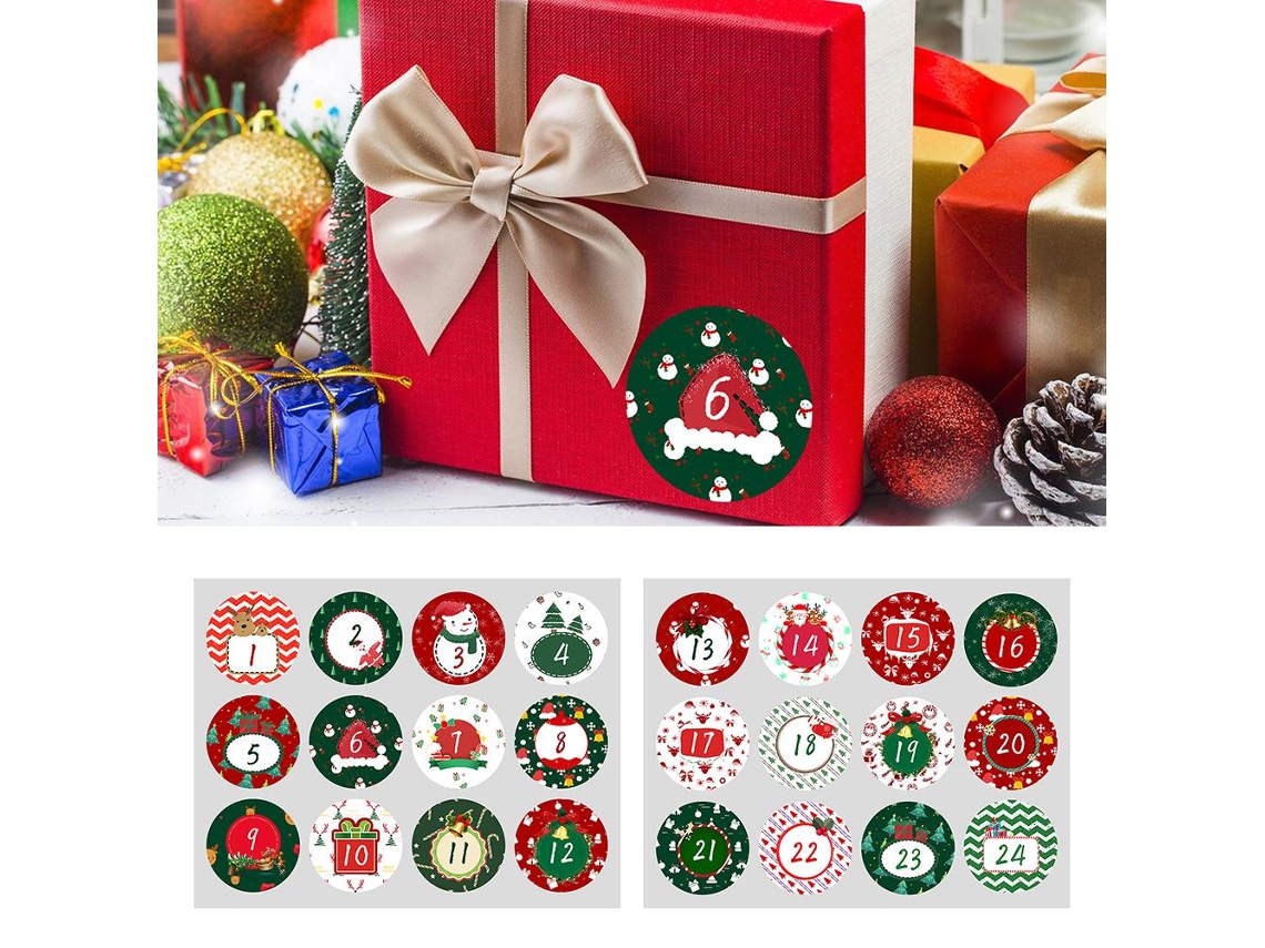 Laxiscreed Conjunto De Adesivos De Contagem Numérica De Natal 1-24 Para Presentes, Tema Cartoon
