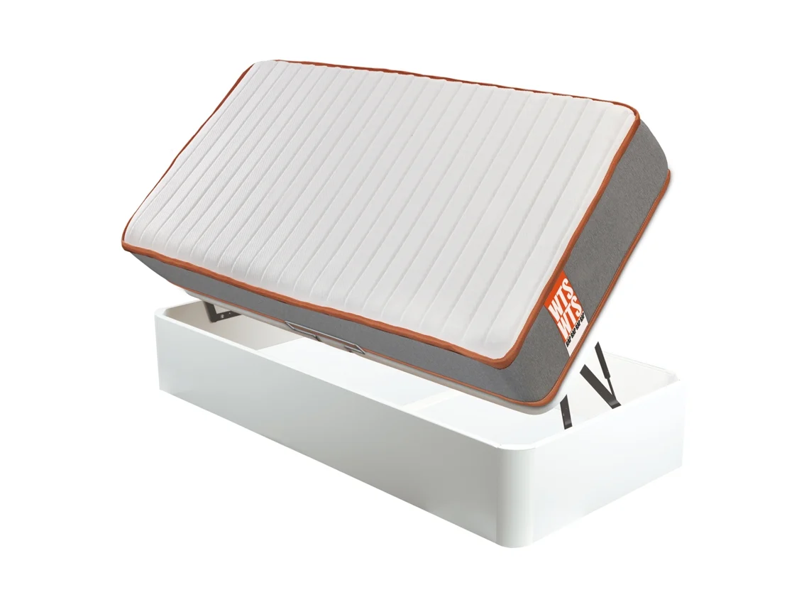 Pack WHAT THE SLEEP Sommier Branco + Colchão Molas Ensacadas Funk (90 x 190 - 56 Cm de Altura)