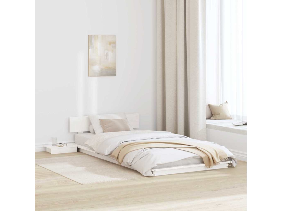 Vidaxl Estrutura Da Cama Branco 90 X 200 Cm Madeira