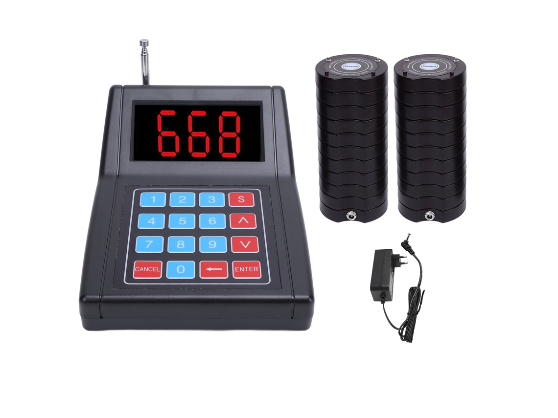 Sistema De Chamada Sem Fio Com 20 Pagers Preto Plug Ue