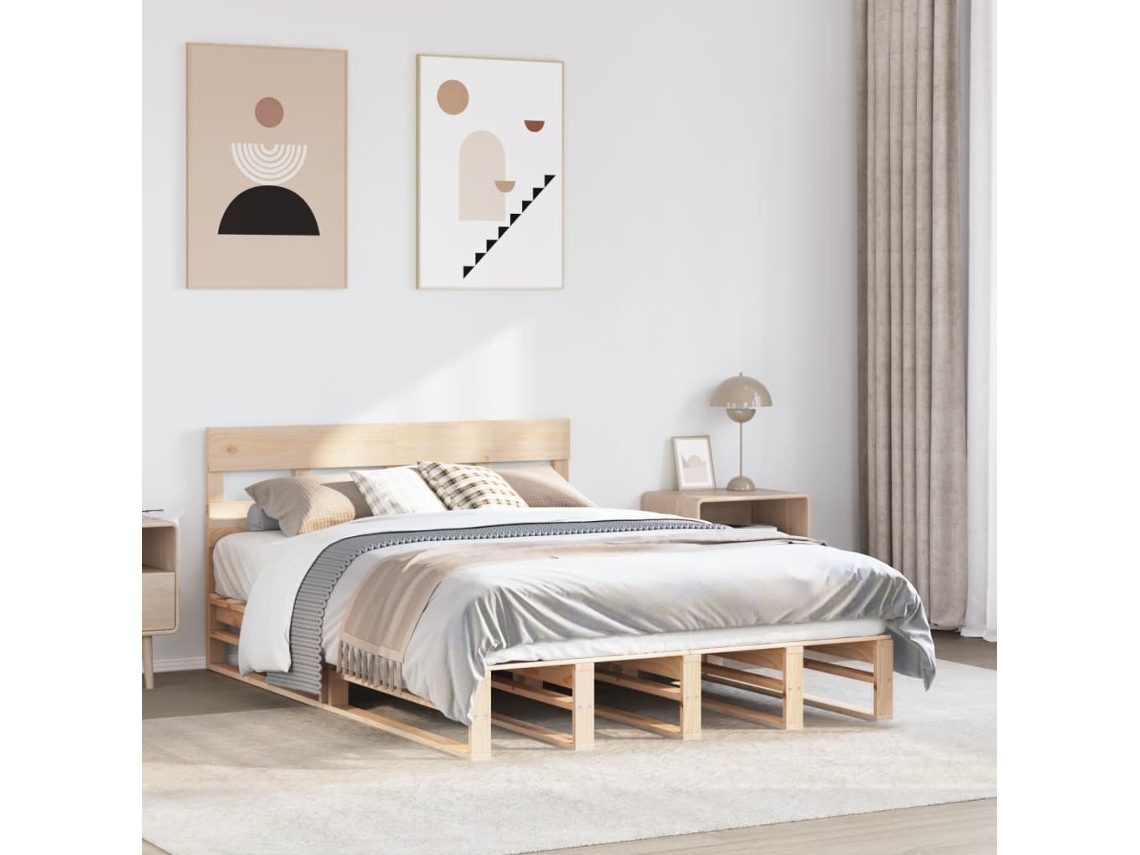 Vidaxl Cama Sem Colchão 135x190 Cm Madeira De Pinho Maciça