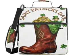 Organizador De Documentos Grande Com Estampa São Patrício, Leprechaun, Botas De Cowboy, Moedas De Ouro 3, 8cm, 3 Argolas