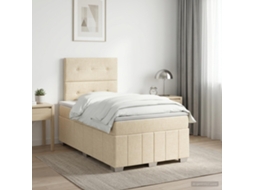 Vidaxl Cama Box Spring Com Colchão Creme 120 X 200 Cm Tecido