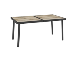 Mesa Jardim Cinza 145x85cm, 6p, Aço, Madeira.-gx