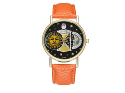 Reloj De Pulsera Unisex De Cuero Fashionable Para Hombre Y Mujer (naranja)