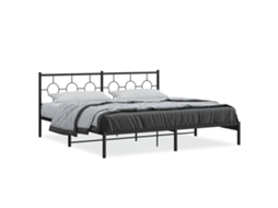 Estrutura de Cama com Cabeceira Metal Preto MAISON EXCLUSIVE 193x203 cm
