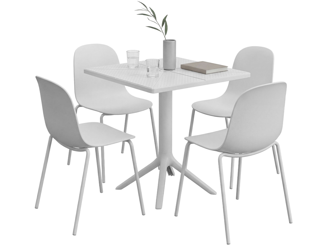 Conjunto De Jardim Nerra Com 4 Cadeiras Branco