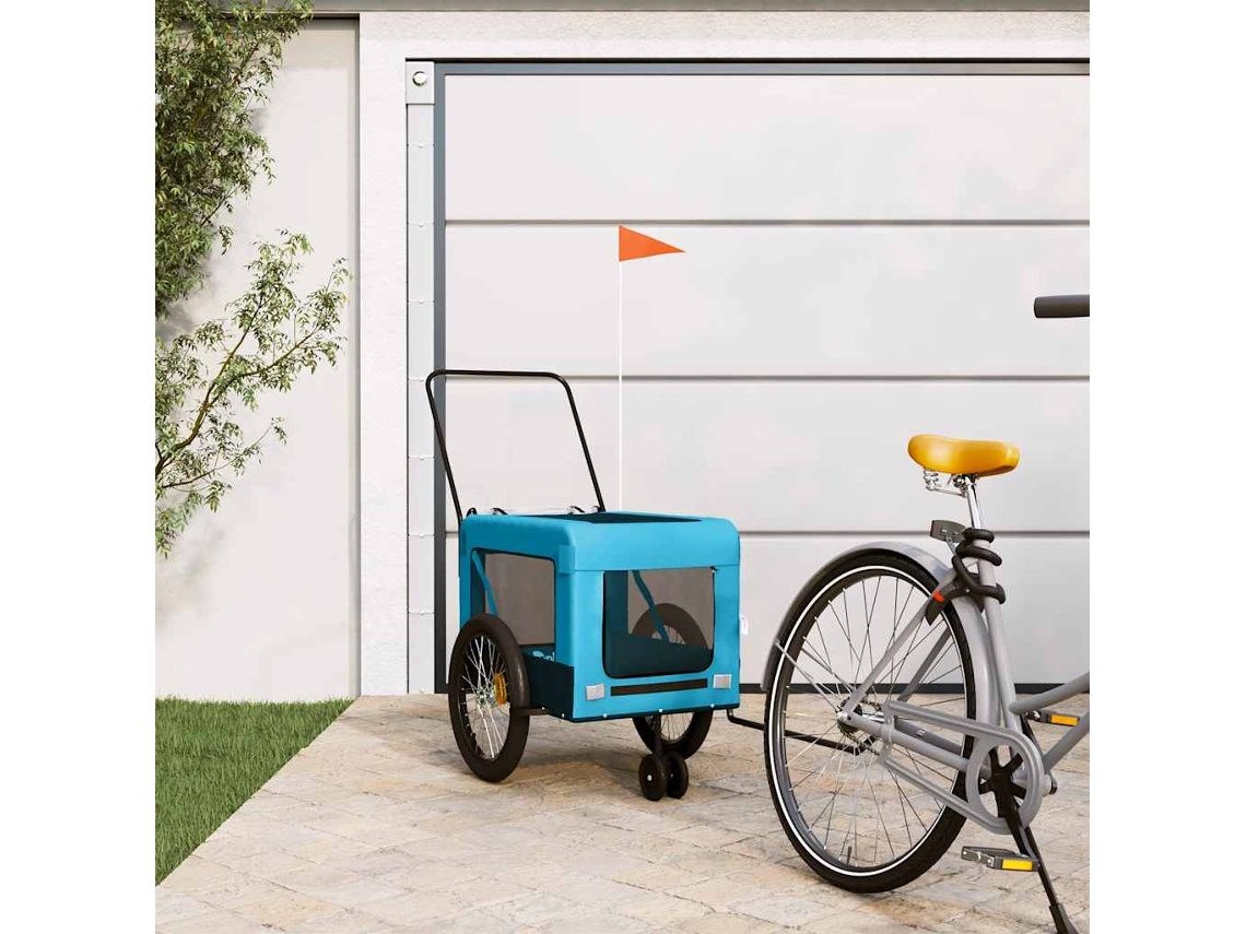 Vidaxl Reboque De Bicicleta P/ Animais Tecido Oxford/ferro Azul/preto