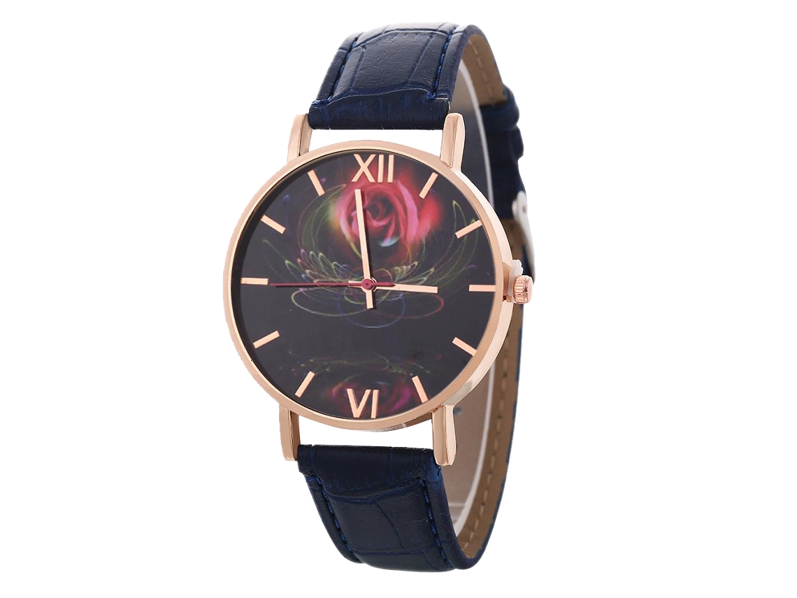 Reloj De Pulsera Unisex De Cuero Pu Moda Quartz Para Hombres Y Mujeres (azul)