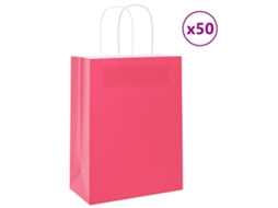 Vidaxl Sacos De Papel 50 Unid Com Alças Rosa 21x11x28 Cm