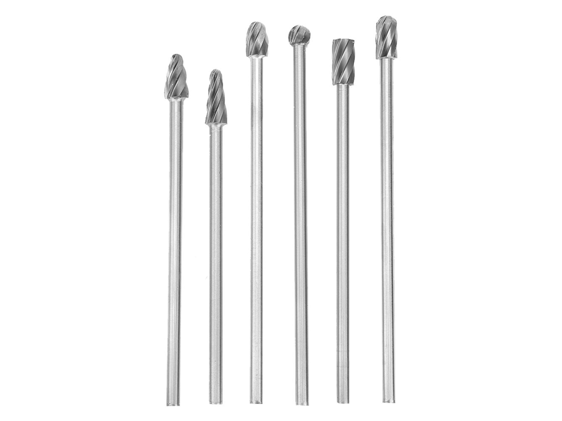 6pcs Fresa Rotativa De Alumínio Com 6mm/1/4" Shank Extra Long 150mm De Liga Dura
