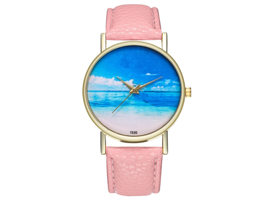 Reloj De Pulsera De Cuarzo Para Hombre Y Mujer Con Dial Redondo Moda (rosa)